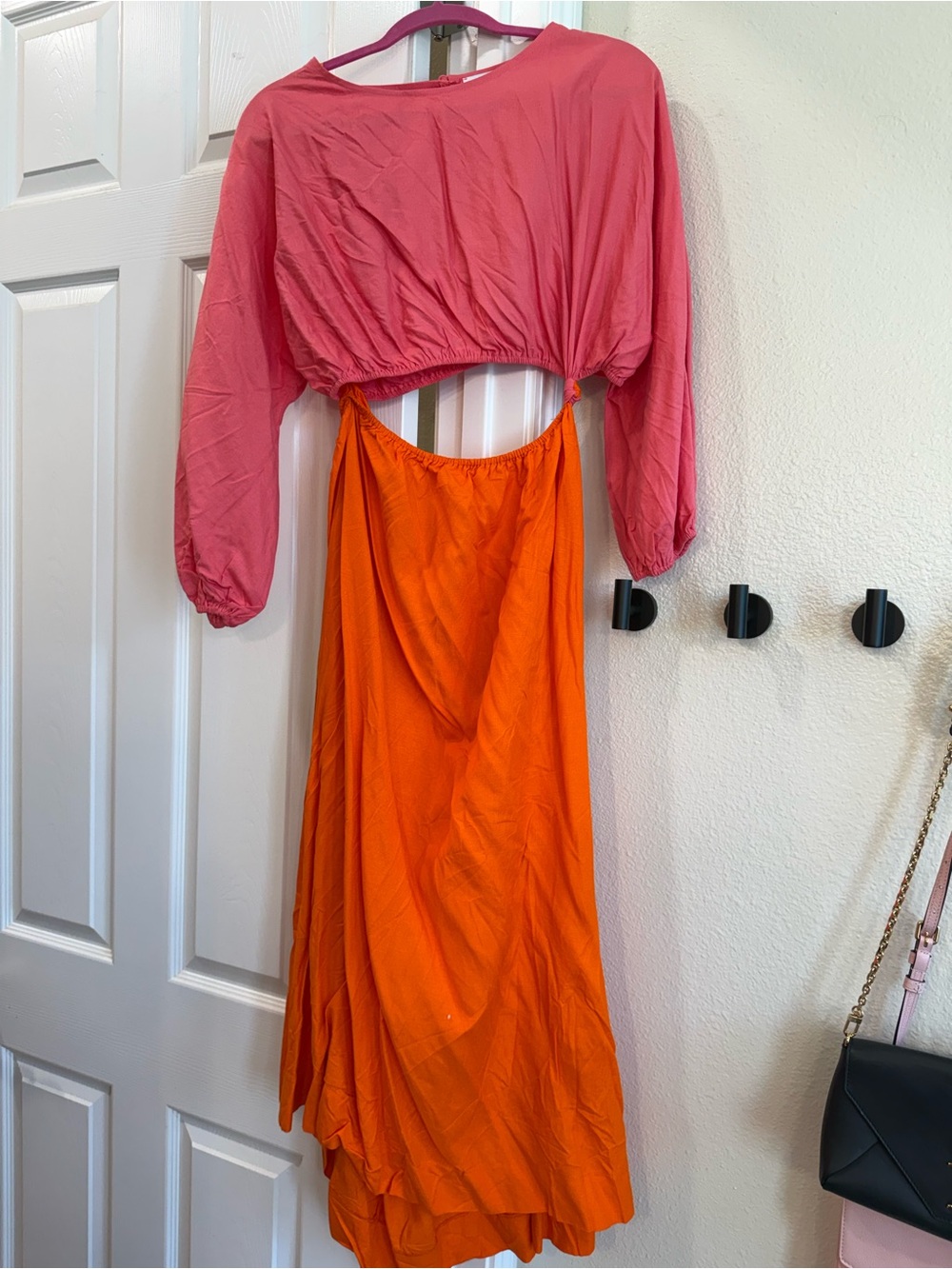 Petal & Pup Pink and Orange Cutout Midi Dress